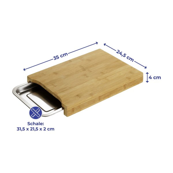 Bambusová doštička s nerezovou táckou 24.5x35 cm - Maximex-image-2