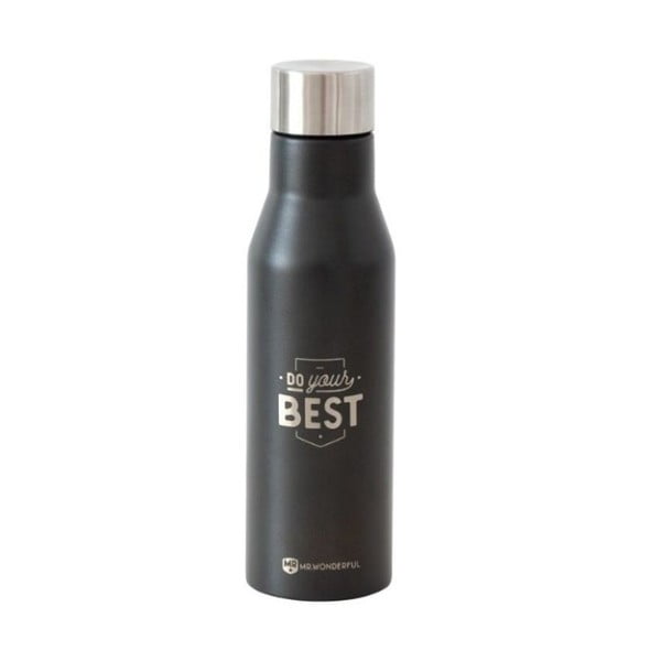 Čierna cestovná fľaša z antikoro ocele Mr. Wonderful Do Your Best, 500 ml