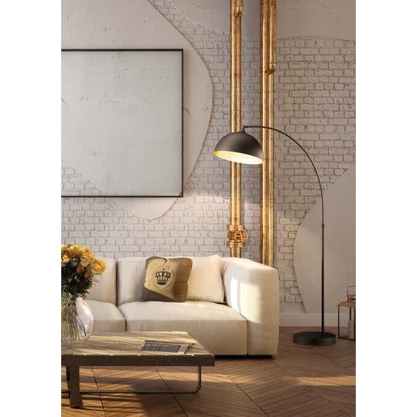 Čierna stojacia lampa s kovovým tienidlom (výška 200 cm) Leitung – Fischer & Honsel-image-1