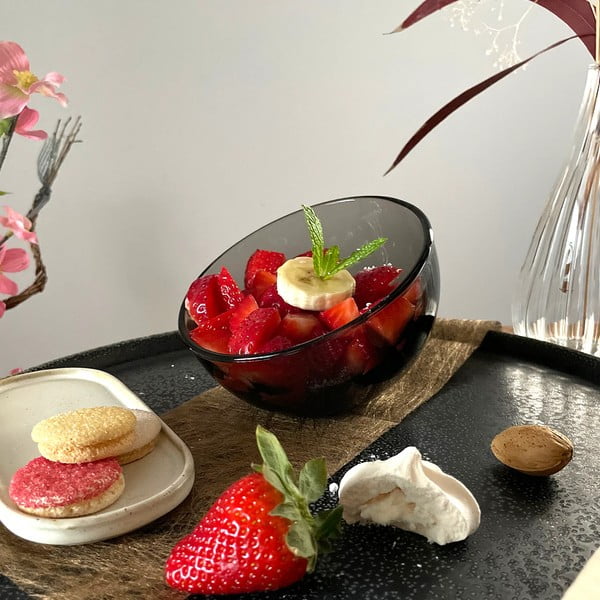 Antracitovosivá sklenená misa La Rochère Bubble-image-2