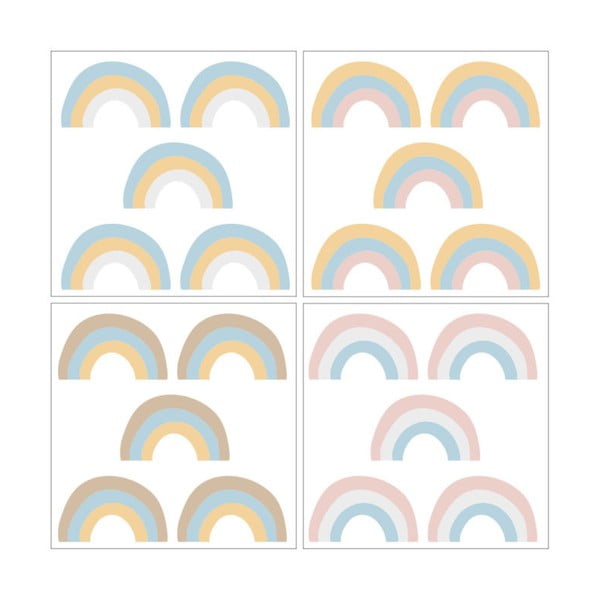 Sada 20 nástenných samolepiek Dekornik Rainbow Pastel