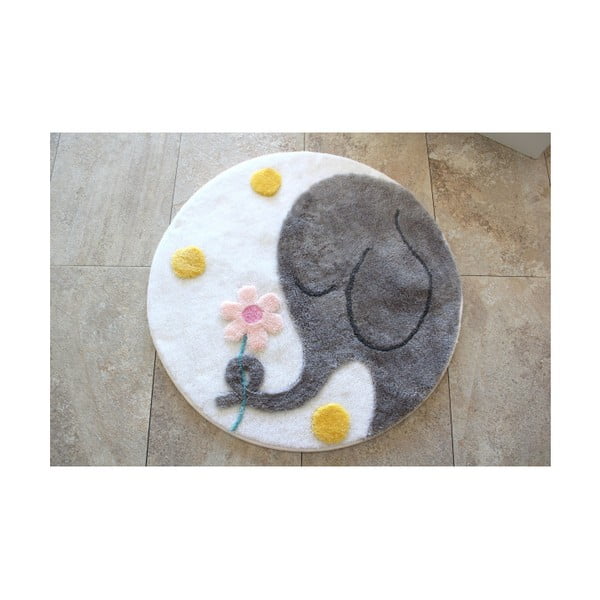 Kúpeľňová predložka s motívom slona Alessia Buyuk Fil Grey, Ø 90 cm