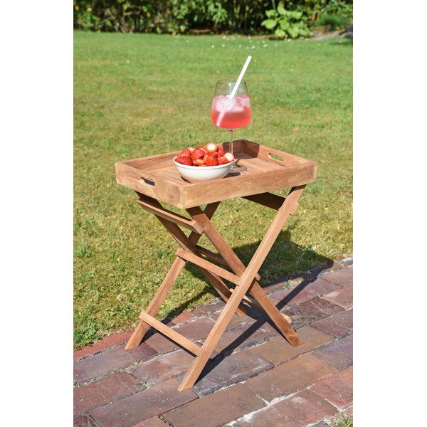 Záhradný odkladací stolík z tíkového dreva 29x39 cm Bacan – Garden Pleasure-image-1