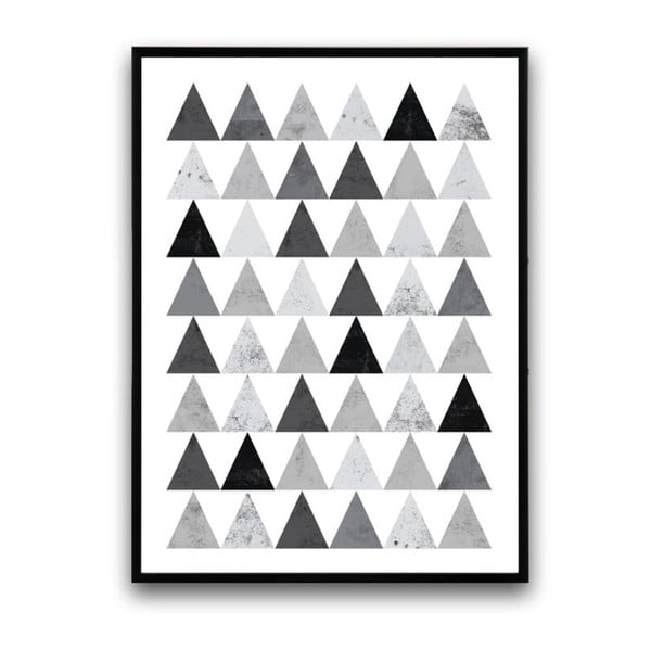 Plagát v drevenom ráme Grey triangles, 38x28 cm