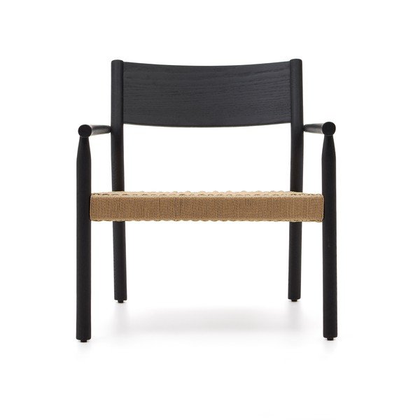 Čierne kreslo s výpletom Yalia – Kave Home-image-2