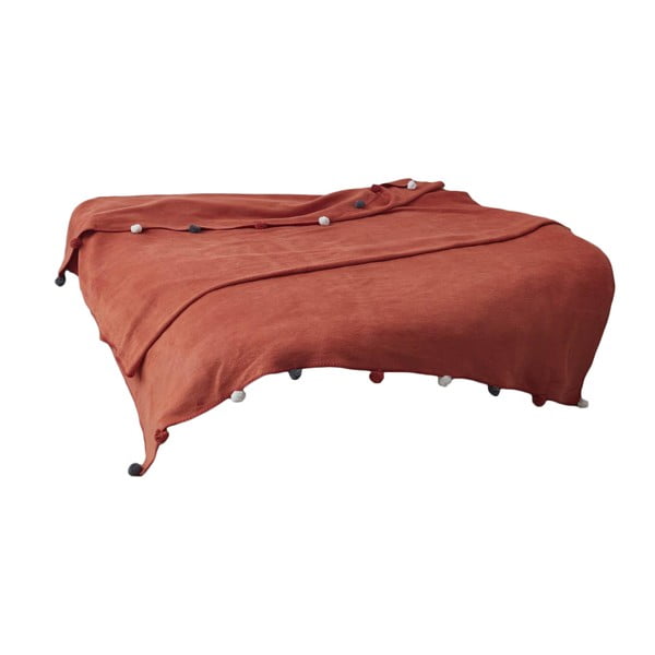 Fleecový pléd v tehlovej farbe 150x200 cm Pom Pom – Mijolnir