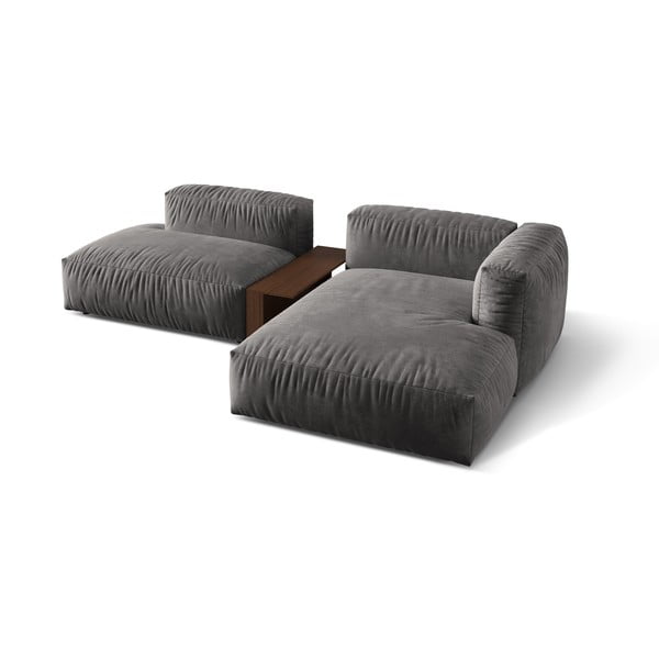 Sivá zamatová modulárna rohová pohovka (pravý roh/s leňoškou) Martina – Micadoni -image-2