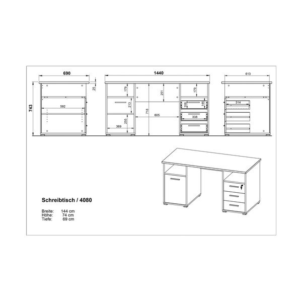 Pracovný stôl v dekore dubového dreva Germania Desk-image-4