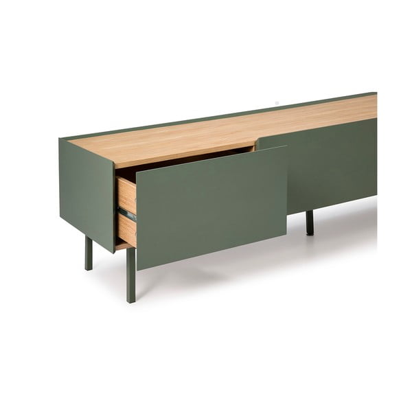 Zelený/v prírodnej farbe TV stolík v dekore duba 180x45 cm Arista – Teulat-image-4