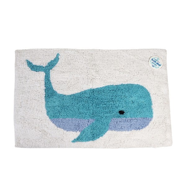 Biela/modrá kúpeľňová predložka 83x52,5 cm Whale – Rex London