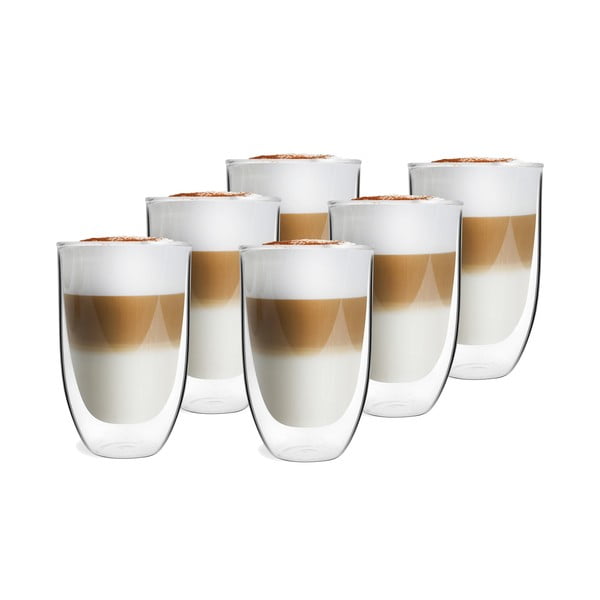 Dvojstenné/na latte sklenené hrnčeky v súprave 6 ks 350 ml – Vialli Design-image-1