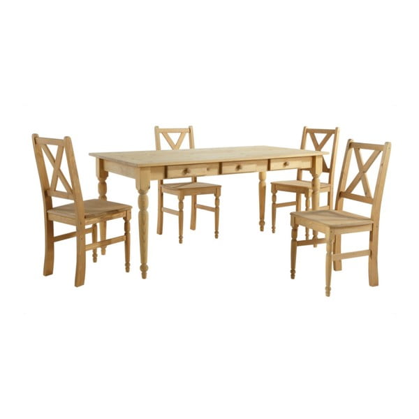 Set 4 drevených jedálenských stoličiek so stolom Støraa Normann, 160 x 80 cm