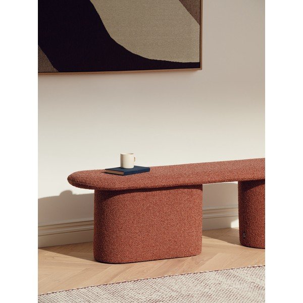 Polstrovaná lavica z textílie buklé v tehlovej farbe Rull – noo.ma-image-3