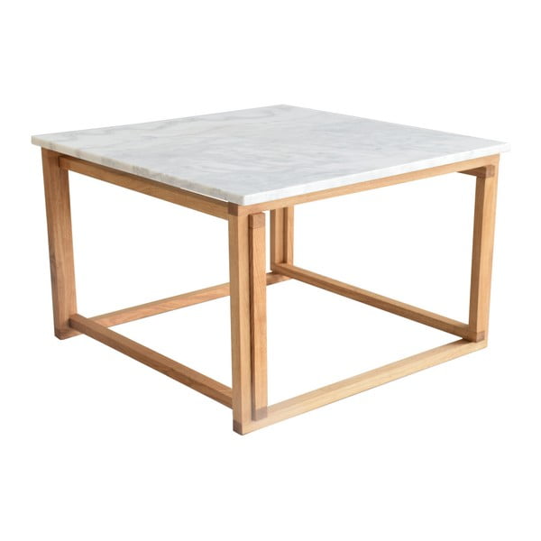Konferenčný stolík s dreveným podnožím a bielou mramorovou doskou RGE Accent