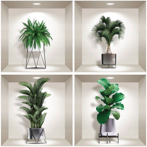 Sada 4 3D samolepiek na stenu Ambiance Indoor Plants-image-1