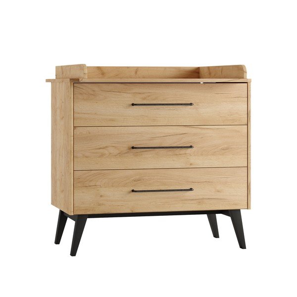 Nízka detská komoda v dekore buka v prírodnej farbe 100x92 cm Retro – Pinio-image-3