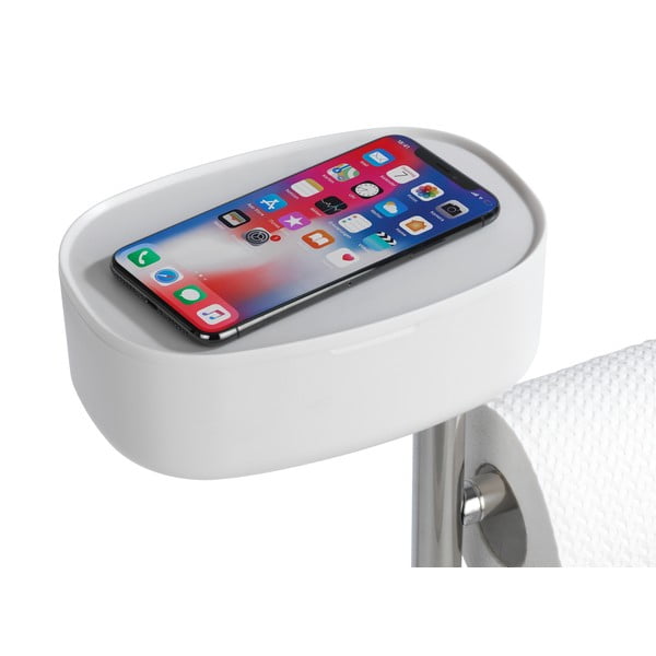 Biely/v striebornej farbe stojan na toaletný papier so štetkou z nehrdzavejúcej ocele Rivazza – Wenko-image-2