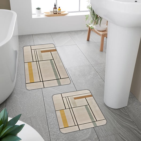 Svetlohnedé kúpeľňové predložky v súprave 2 ks 60x100 cm – Mila Home-image-4