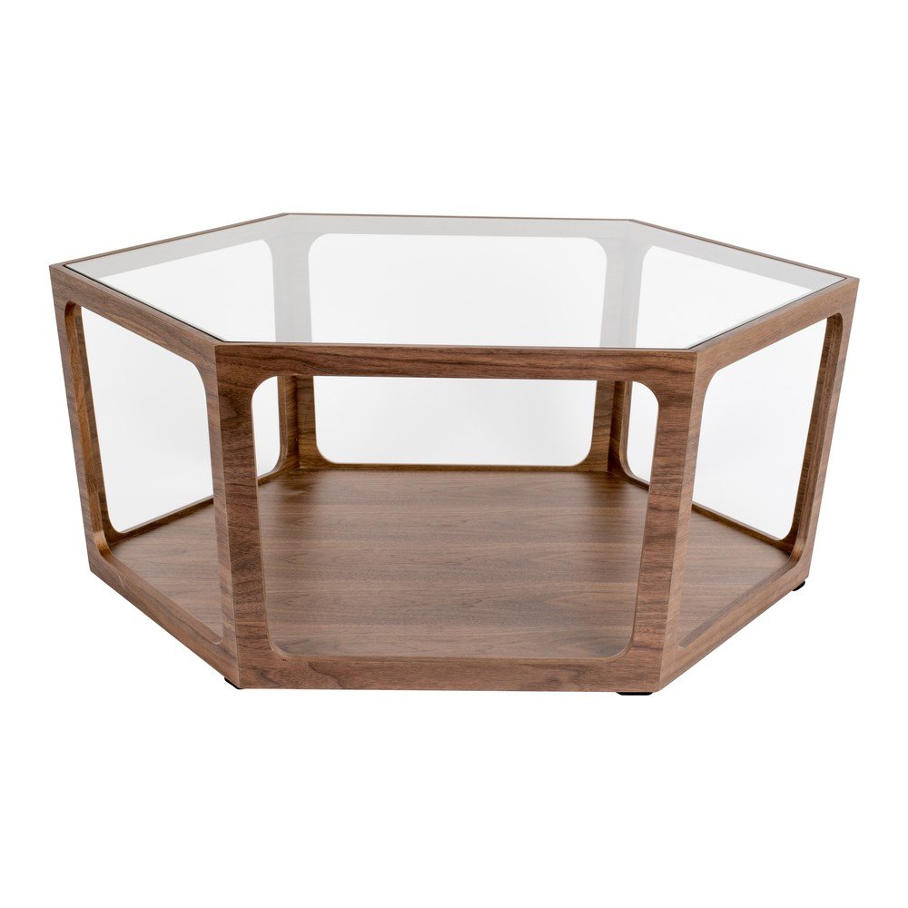 E-shop Konferenčný stolík so sklenenou doskou v tmavo prírodnej farbe 80x92,5 cm Sita – Dutchbone