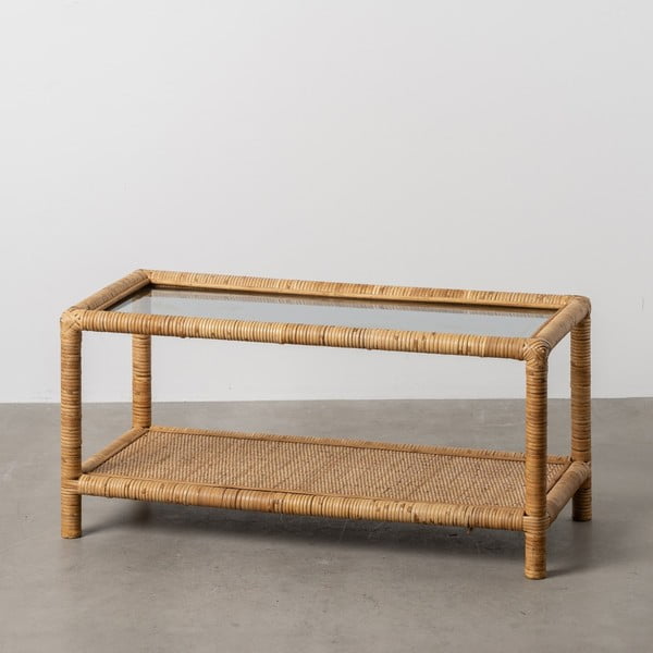 Konferenčný stolík so sklenenou doskou v prírodnej farbe 40x90 cm – Ixia-image-1