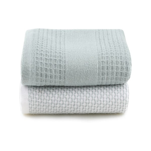 Vaflové uteráky v mentolovej a sivej farbe v súprave 2 ks 40x60 cm Betty – Foutastic-image-3