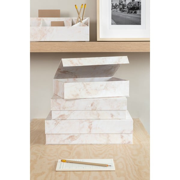 Béžové kartónové úložné boxy v súprave 3 ks s vekom 42,5x29,5x13 cm Kian Paper Laminate – Bigso-image-2