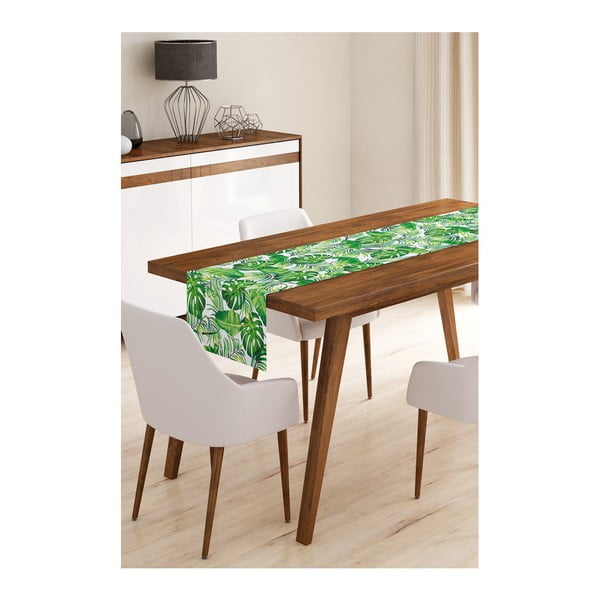 Behúň na stôl z mikrovlákna Minimalist Cushion Covers Green Jungle Leaves, 45 x 140 cm