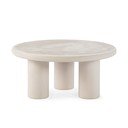 Krémovobiely okrúhly konferenčný stolík v dekore kameňa ø 80 cm Iriel – MOME