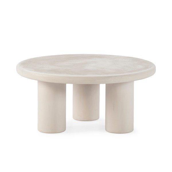 Krémovobiely okrúhly konferenčný stolík v dekore kameňa ø 80 cm Iriel – MOME