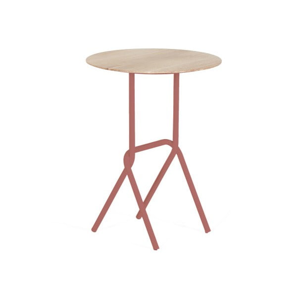 Odkladací stolík s ružovou kovovou konštrukciou HARTÔ Désiré, ⌀ 40 cm