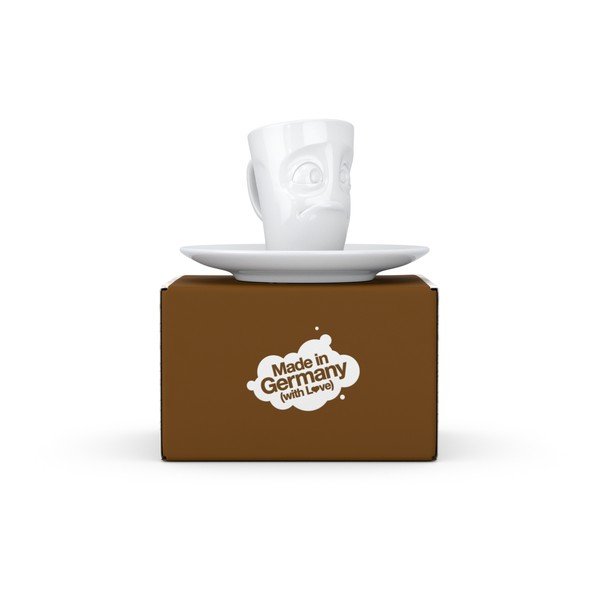 Biela sklamaná porcelánová šálka na espresso s tanierikom 58products, objem 80 ml-image-1