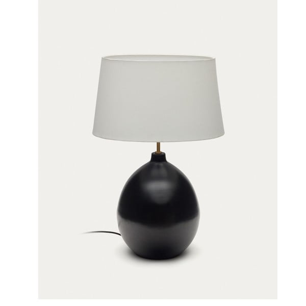 Čierno-biela stolová lampa s textilným tienidlom (výška 72 cm) Foixa – Kave Home-image-4