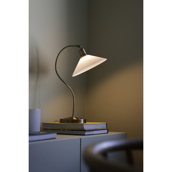 Stolová lampa so skleneným tienidlom v bielo-mosadzovej farbe (výška 49 cm) Vela – Markslöjd-image-1