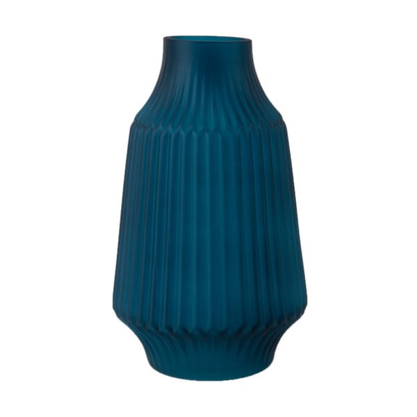 Modrá sklenená váza PT LIVING Stripes, Ø 16 cm