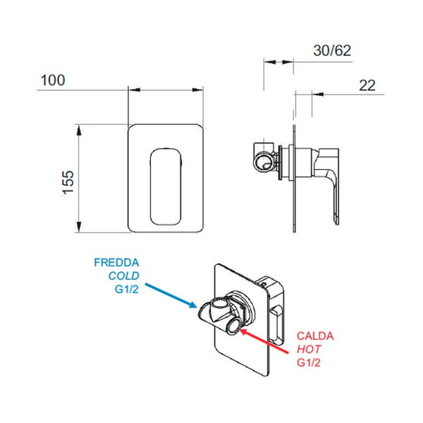 Podomietková sprchová batéria v zlatej farbe (1 výstup) Spy – Sapho-image-1