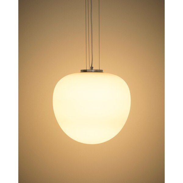 Biele závesné svietidlo so skleneným tienidlom ø 40 cm Ardali – Kave Home-image-1