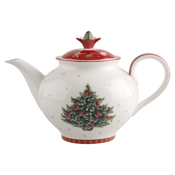 Červeno-biely porcelánový čajník s vianočným motívom Villeroy & Boch