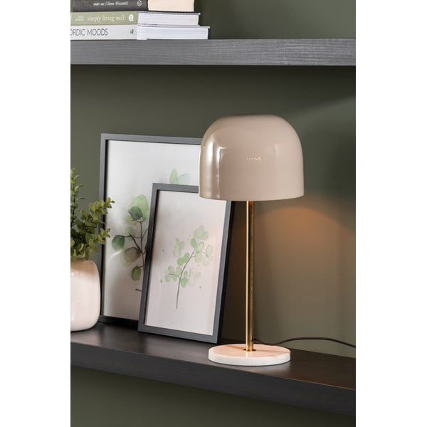 Krémová stolová lampa s kovovým tienidlom (výška 50 cm) Manta – Leitmotiv-image-1