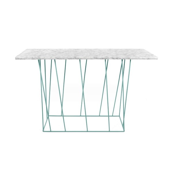 Biely mramorový konzolový stolík so zelenými nohami TemaHome Helix