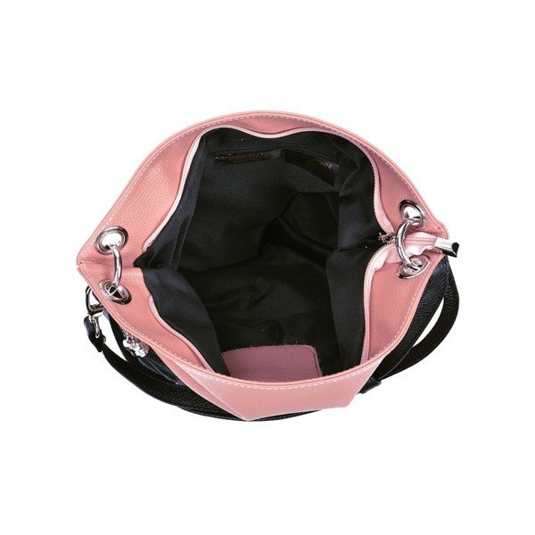 Ružovo-čierna kožená kabelka Anna Luchini Duo Scuro Nero-image-4