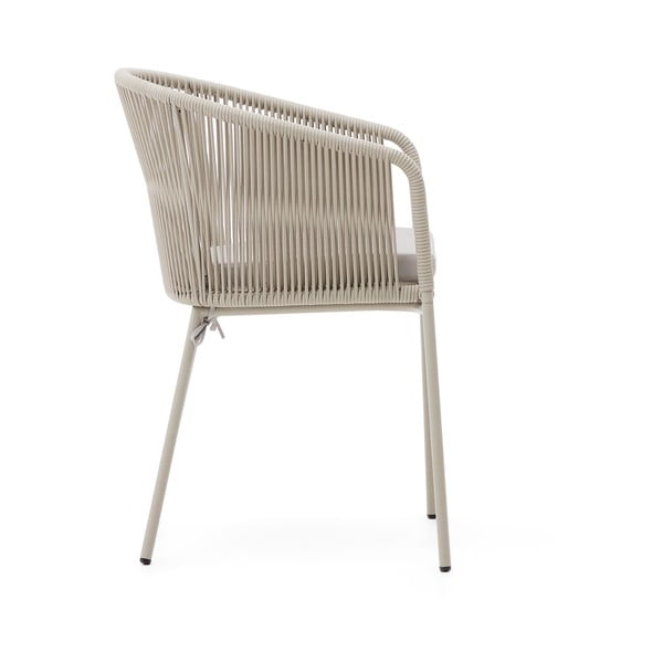 Krémovobiela kovová/polstrovaná záhradná stolička Yanet – Kave Home-image-3