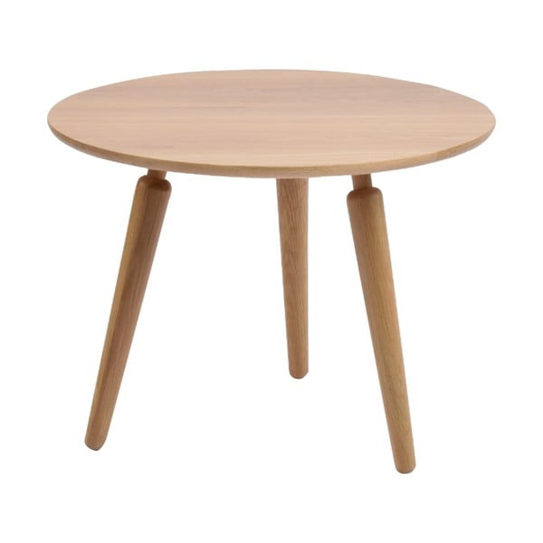 Prírodný konferenčný stolík z dubového dreva Folke Cappuccino, výška 45 cm × ∅ 60 cm