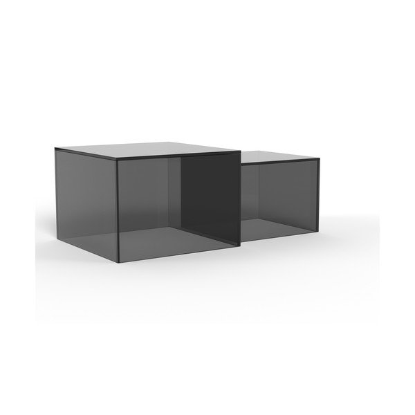 Sivé sklenené konferenčné stolíky v súprave 2 ks 50x50 cm Dice – Actona-image-4