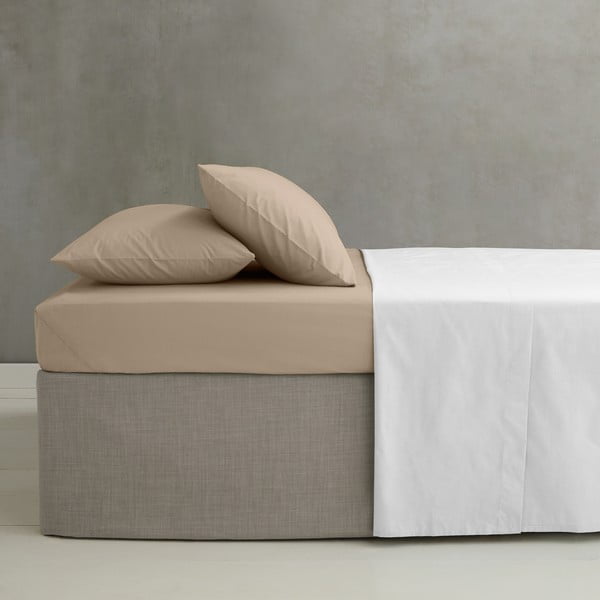 Svetlohnedá napínacia perkálová plachta 150x200 cm Easy Iron Percale – Catherine Lansfield-image-1