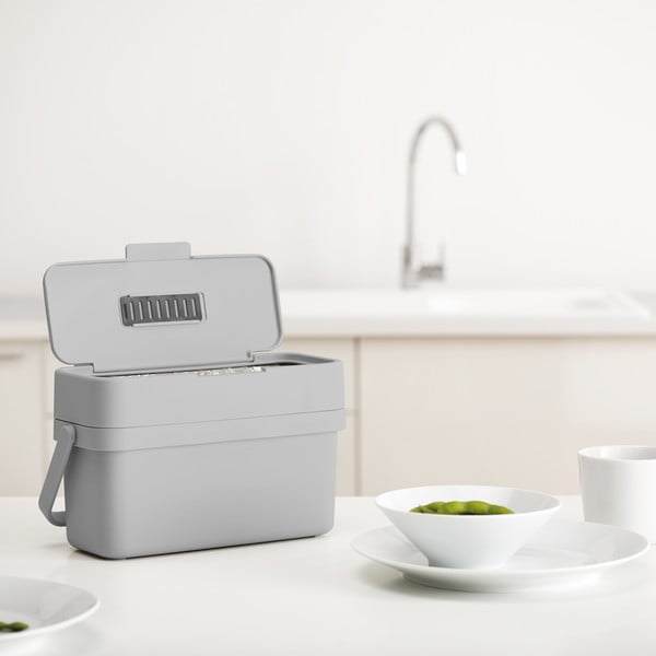 Sivá nádoba na kompostovateľný odpad 4 l Duo – Joseph Joseph-image-1