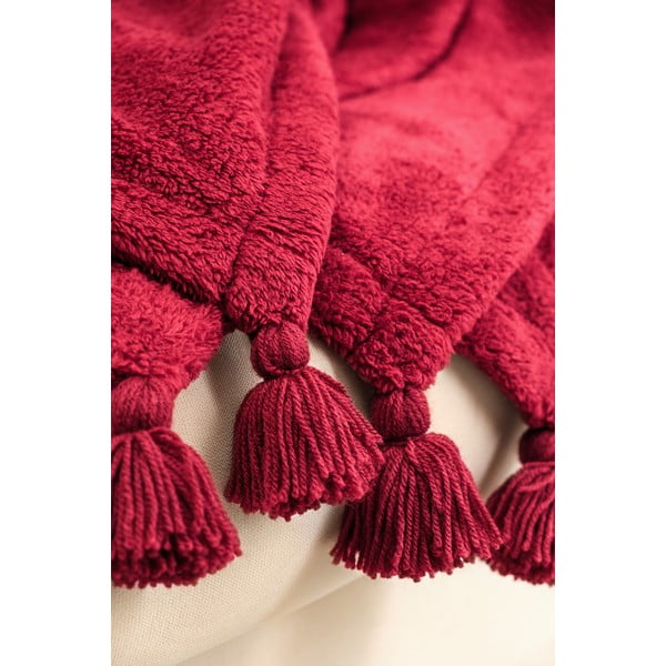 Červený mikroplyšový pléd na dvojlôžko 200x220 cm Puffy – Mijolnir-image-2