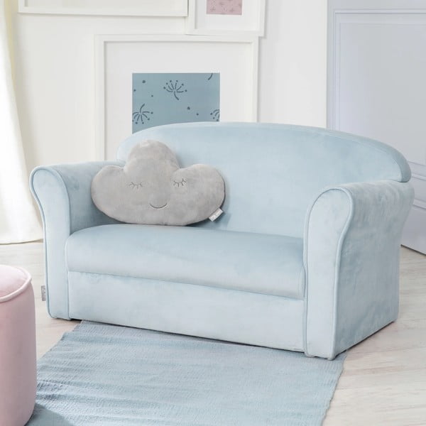 Svetlomodrá zamatová detská pohovka 78 cm Lil Sofa – Roba-image-1