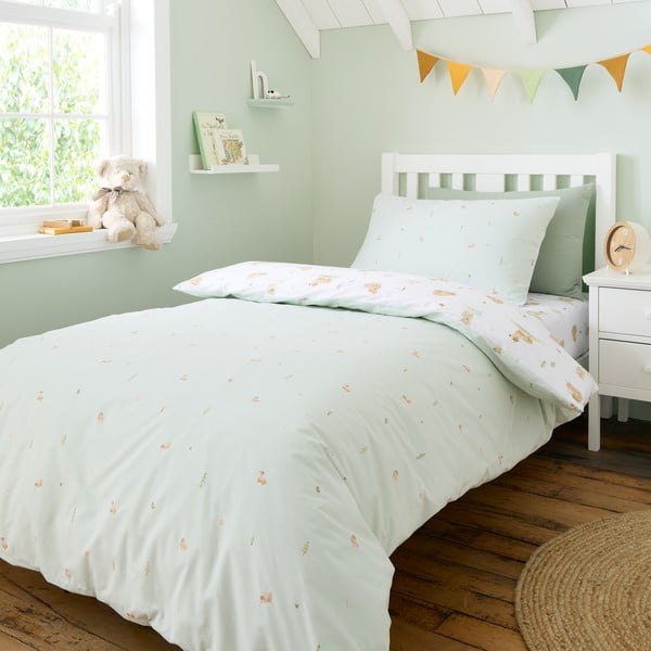 Biele/zelené bavlnené detské obliečky na dvojlôžko 200x200 cm Mini Moo Cow – Bianca-image-2
