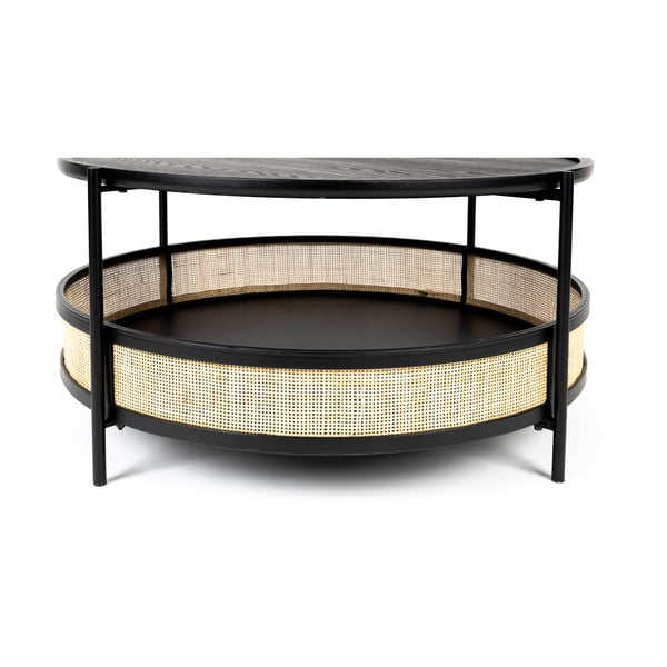 Okrúhly konferenčný stolík v čierno-prírodnej farbe ø 80 cm Makoto – White Label