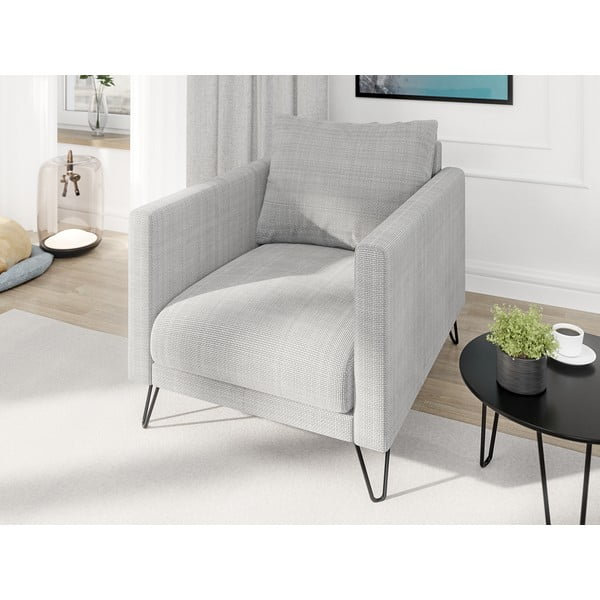 Svetlosivé ženilkové kreslo Freya – Ropez-image-3